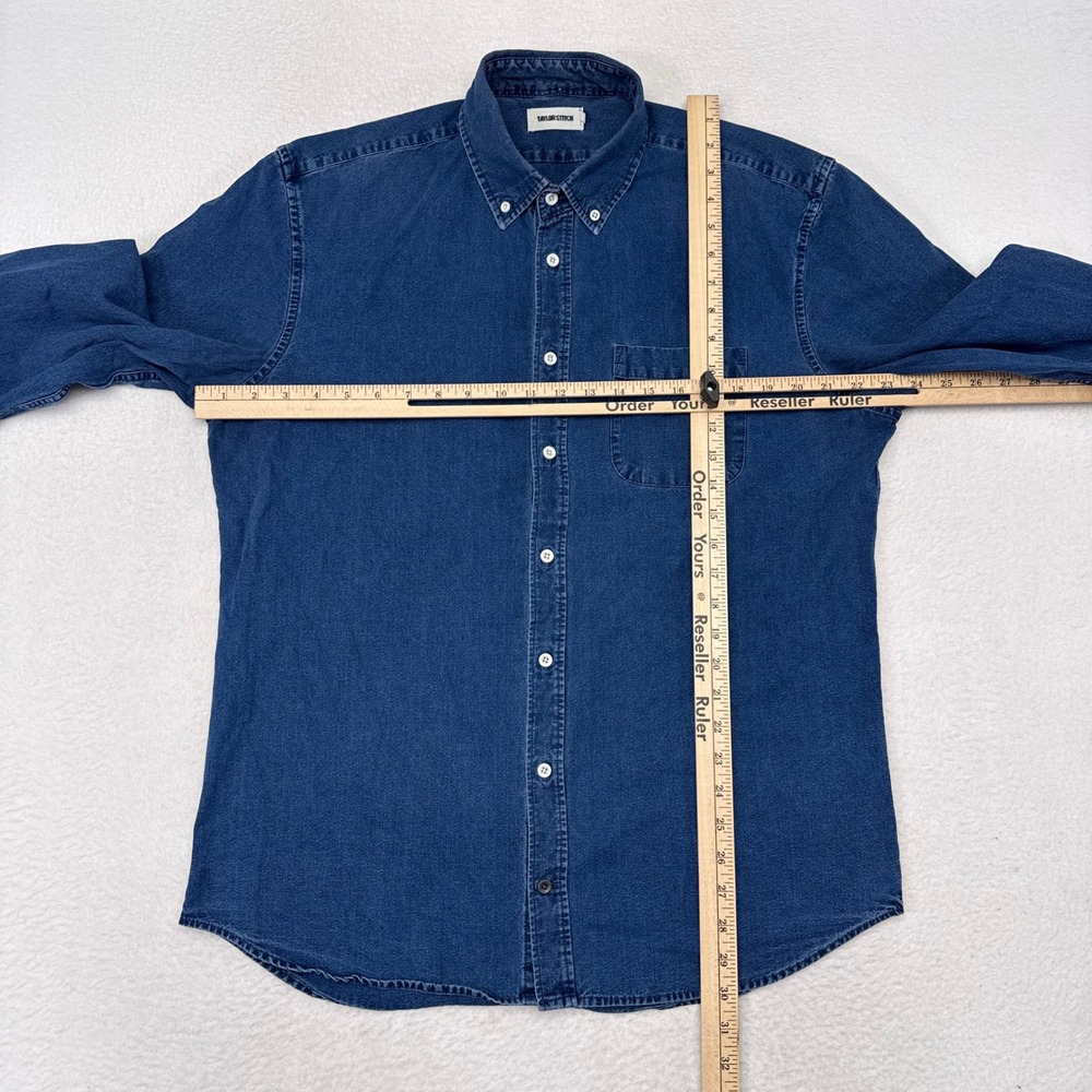 Taylor Stitch Denim Button Down Shirt Mens Size 44 / XL Indigo Blue Casual - Picture 8 of 10